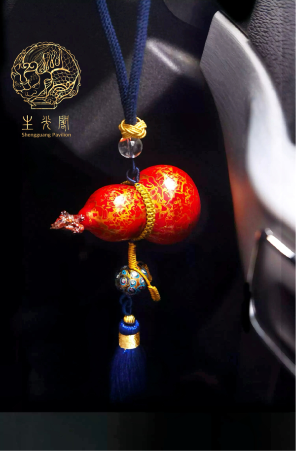 Intangible cultural heritage handcrafted lacquer small gourd pendants,car hanging ornaments - Image 3