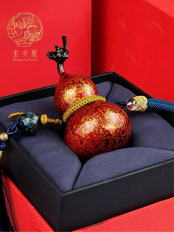 Intangible cultural heritage handcrafted lacquer small gourd pendants,car hanging ornaments - Image 5